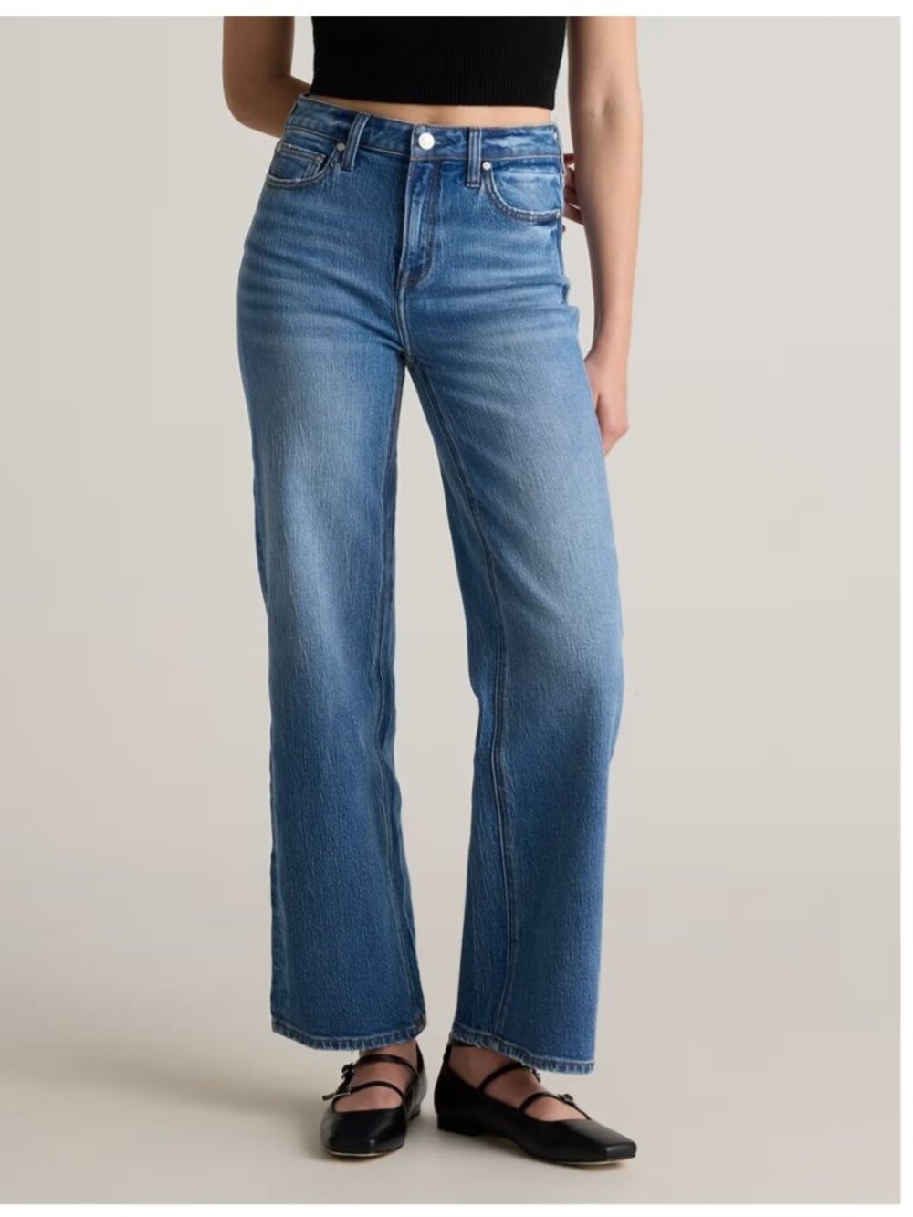 QUINCE BELLA STRETCH RELAXED STRAIGHT JEANS 28 ATLANTIC BLUE